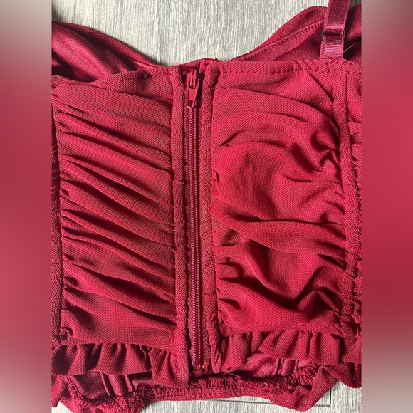 Fashion nova no tease mesh corset top in red. Size S - Picture 10 of 12